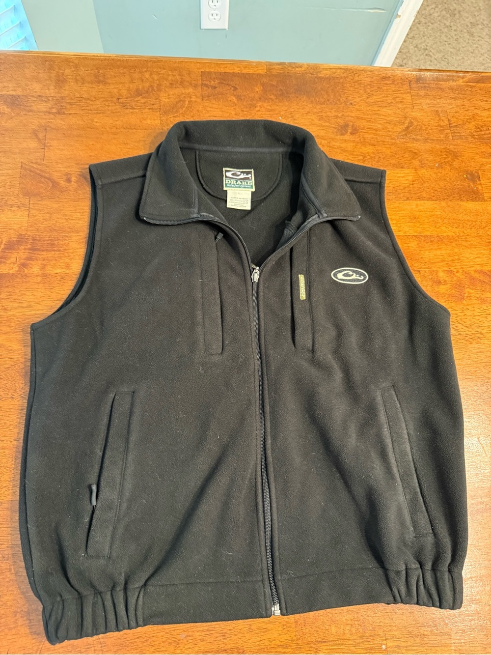 Drake Waterfowl MST Windproof Layering Vest Black Fleece Full Zip Men's Size L